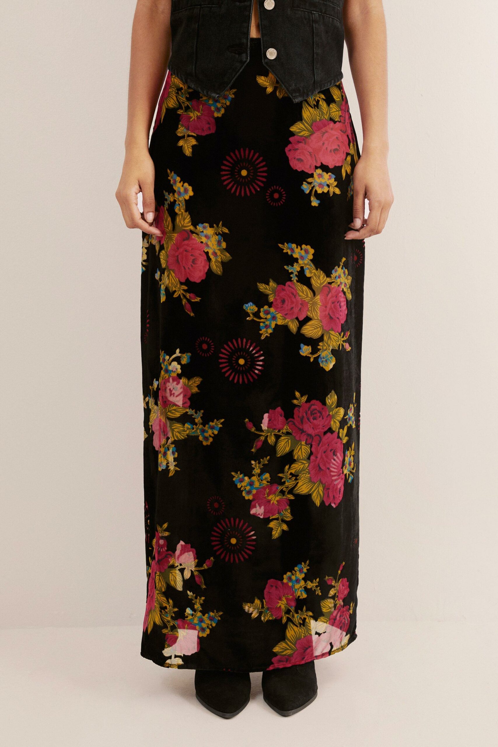 Floral Devore Maxi Skirt